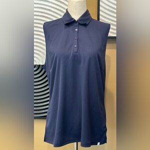 Lady Hagen Women’s Navy Blue Sleeveless Pique Polo Top~Golf/Pickleball~Large $45